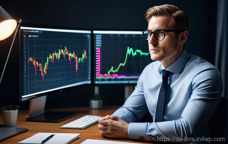 리스크 관리 투자와 트렌드 분석 - **Emotional Investor in a Volatile Market:** A realistically rendered, professionally dressed German...