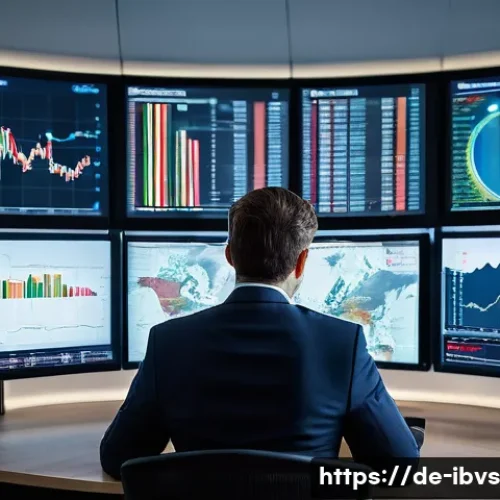 Home 33 리스크 관리 투자와 글로벌 경제 동향 - A sophisticated financial analyst in a modern Berlin office, surrounded by multiple large digital sc...