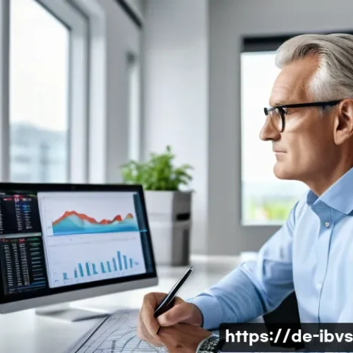 Home 31 리스크 관리 투자 전문가에게 배우기 - A professional middle-aged German investor sitting at a modern desk in a bright home office, analyzi...