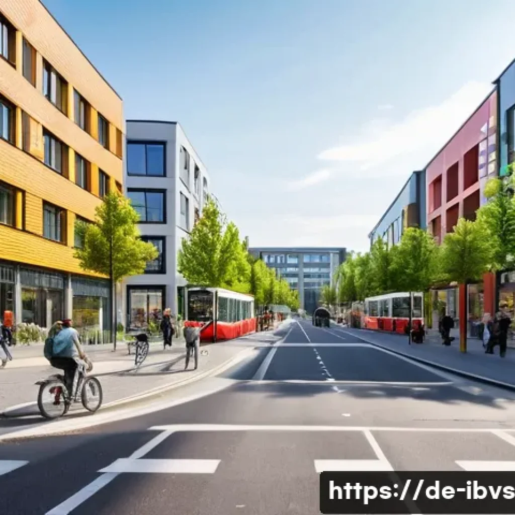 부동산 투자 리스크 최소화 전략 - A modern urban neighborhood in Germany featuring a mix of mid-rise residential buildings with well-m...