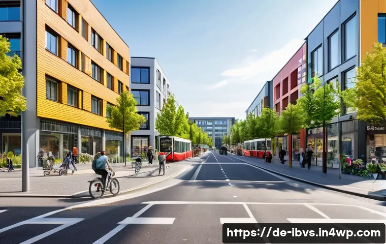 부동산 투자 리스크 최소화 전략 - A modern urban neighborhood in Germany featuring a mix of mid-rise residential buildings with well-m...