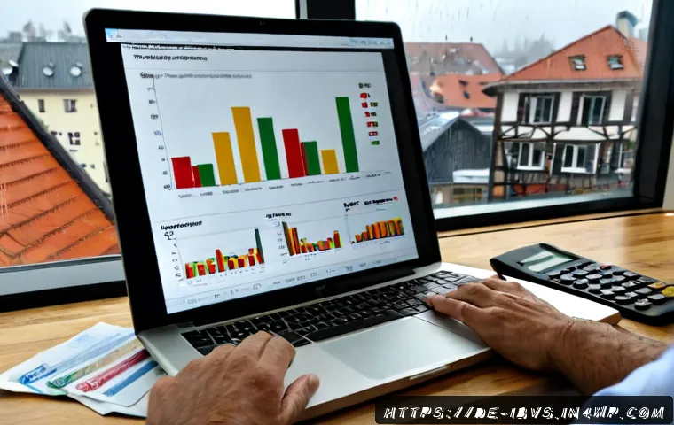 Home 17 투자 위기 시 리스크 관리 전략 - Photorealistic financial risk-management scene in a modern German home office, calm middle-aged inve...