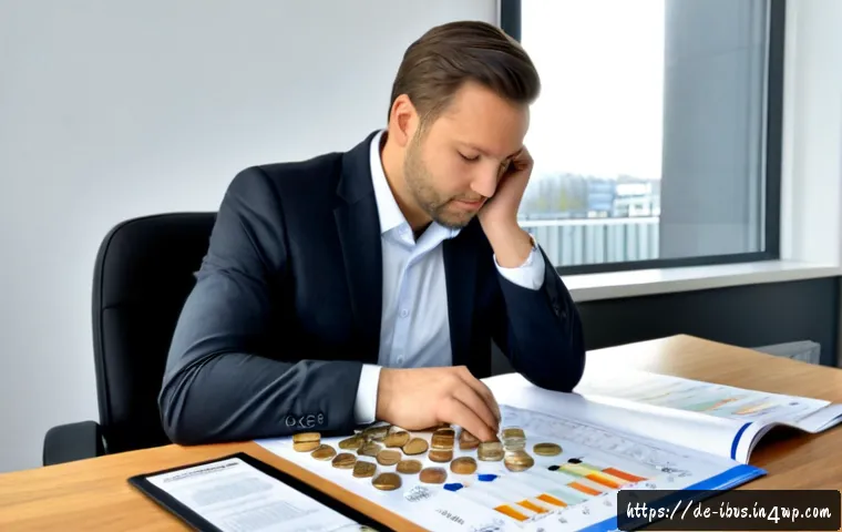 Home 30 리스크 관리 투자와 펀드 매니지먼트 - Photorealistic financial risk management scene in a modern Frankfurt office, a thoughtful German fun...